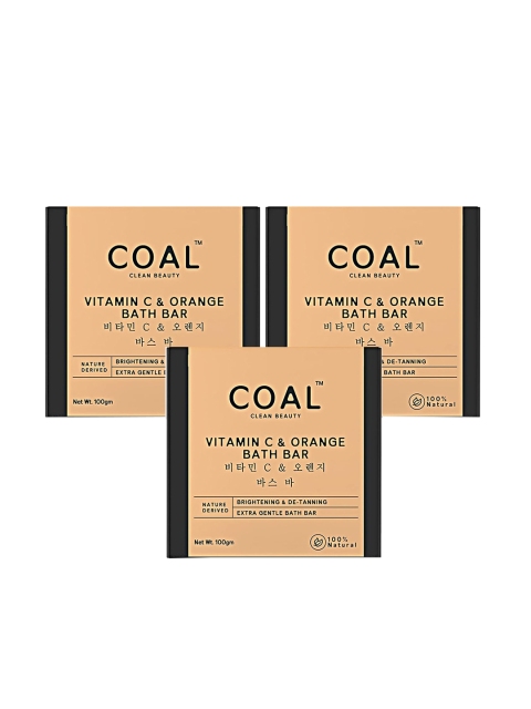 

COAL CLEAN BEAUTY Set of 3 Natural Vitamin C & Orange Bathing Soap Bar - 100 g each, Beige