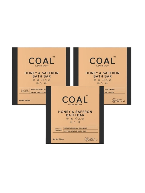 

COAL CLEAN BEAUTY Set of 3 Honey & Saffron Extra Gentle Bathing Soap Bar - 100 g Each, Beige