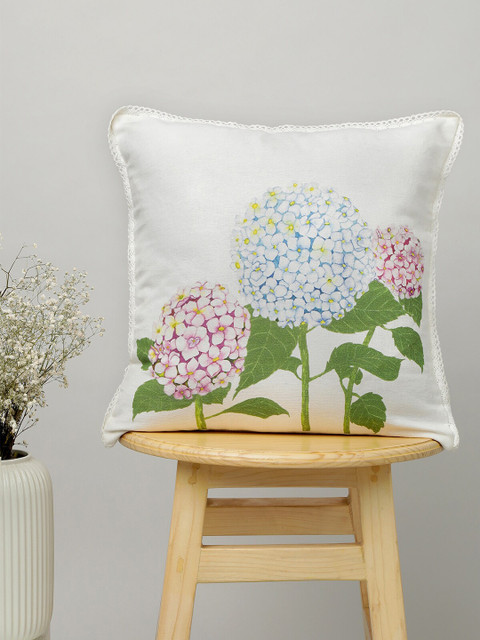 

The Yellow Dwelling Green & White Floral Square Cushion Covers