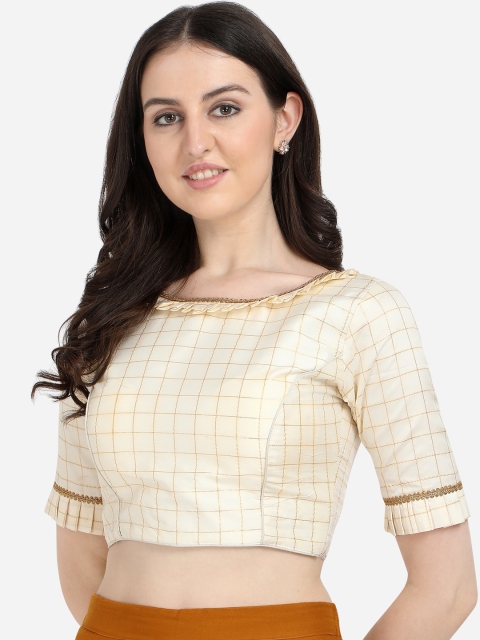 

Fab Viva Women Off White Printed Saree Blouse