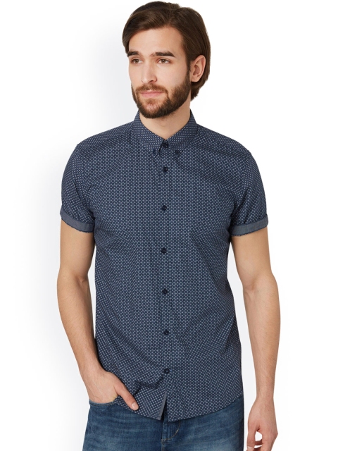 

Tom Tailor Navy Slim Fit Printed Casual Shirt, Navy blue