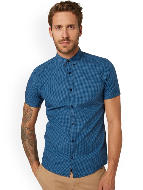 

Tom Tailor Blue & Black Checked Slim Fit Casual Shirt
