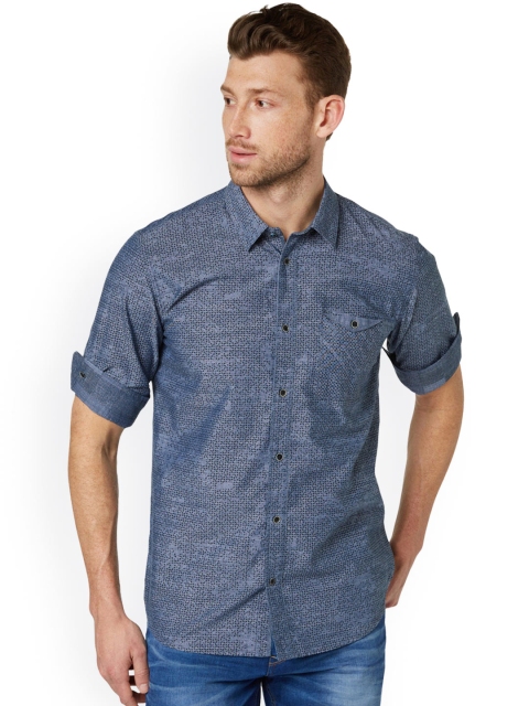 

Tom Tailor Navy Slim Fit Printed Casual Shirt, Navy blue