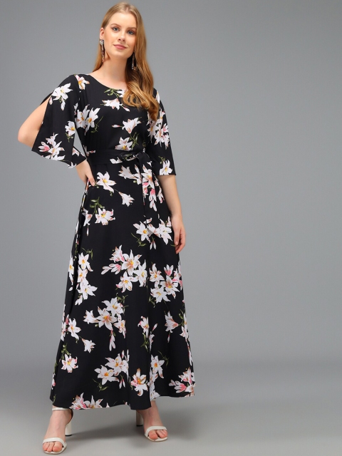 

Kannan Black Floral Crepe Maxi Dress