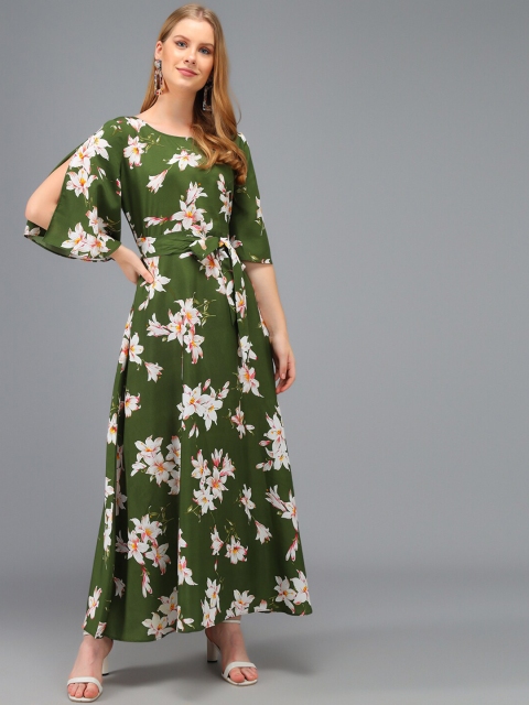 

Kannan Green Floral Crepe Maxi Dress