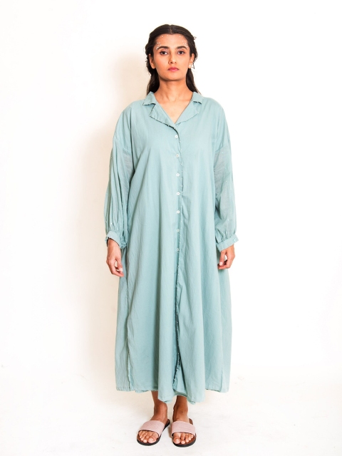 

Ourdve Women Green Shirt Maxi Dress