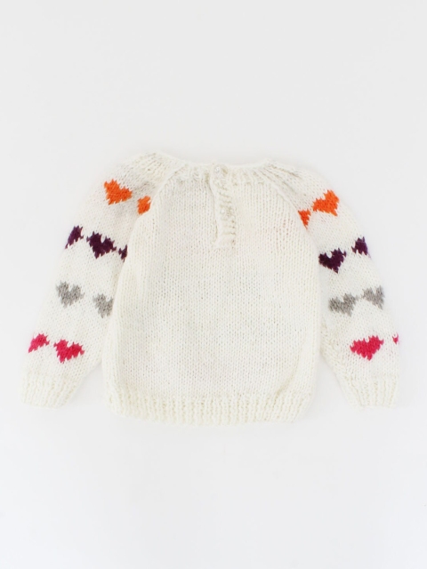 

Woonie Unisex Kids White & Red Heart Design Pullover