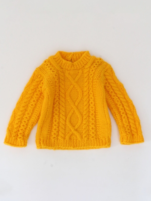 

Woonie Unisex Kids Orange Cable Knit Pullover