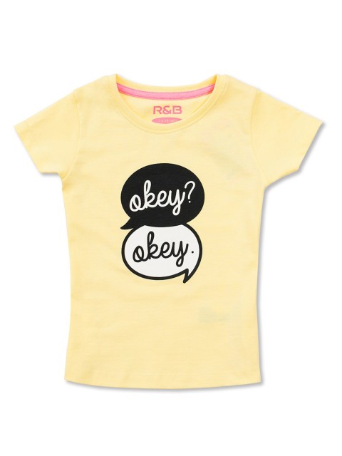 

R&B Girls Yellow Printed T-shirt