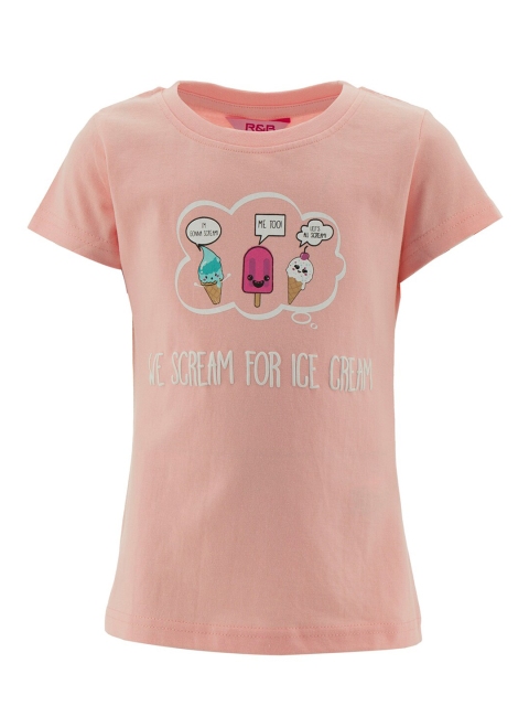 

R&B Girls Peach-Coloured Typography Printed T-shirt