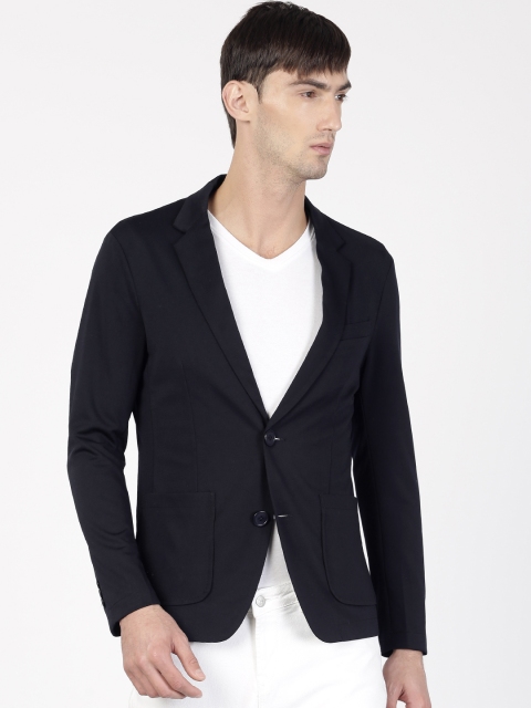 

ether Navy Single-Breasted Regular Fit Casual Blazer, Navy blue