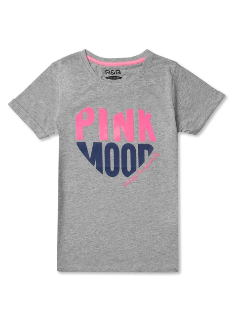 

R&B Girls Grey Typography Printed T-shirt