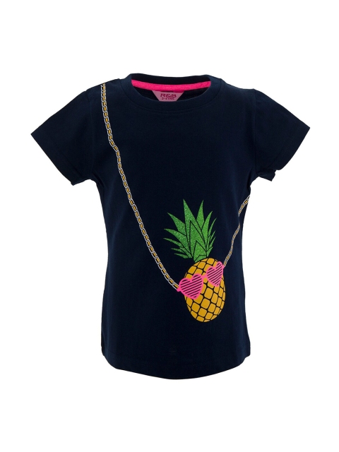 

R&B Kids-Girls Blue Printed T-shirt