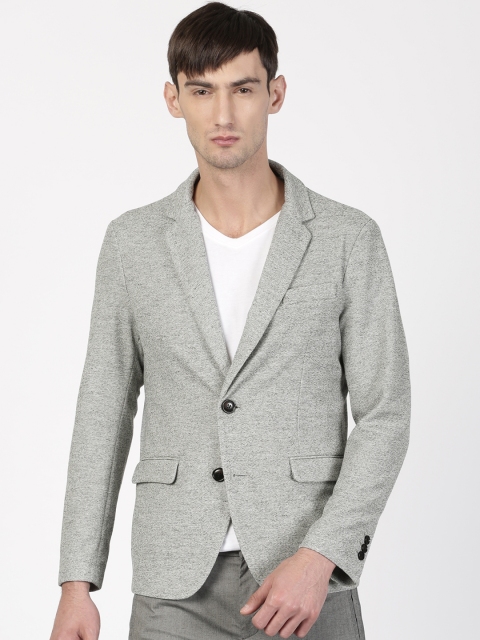 

ether Men Grey Regular Fit Single-Breasted Casual Blazer