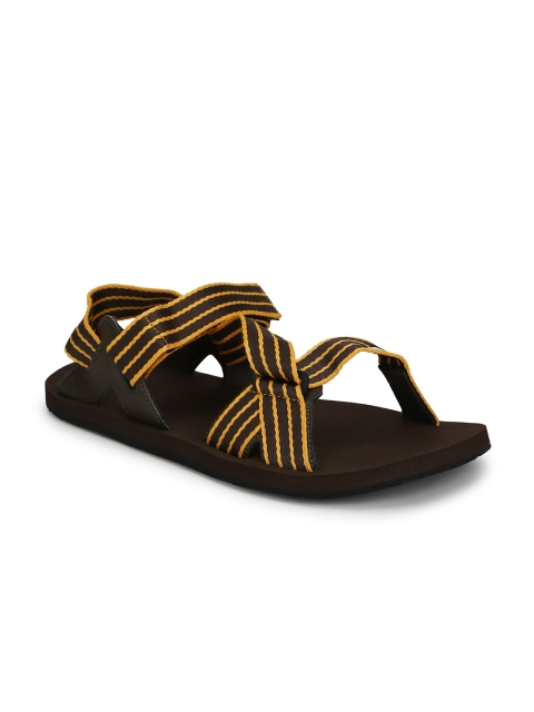 

ADIDAS Men Yellow & Brown Striped Sports Sandals