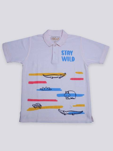 

GOJI Boys Lavender Printed Polo Collar T-shirt