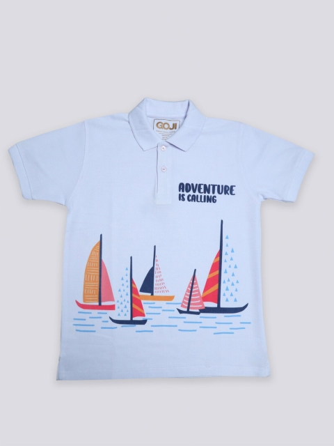 

GOJI Boys Lavender Printed Polo Collar T-shirt