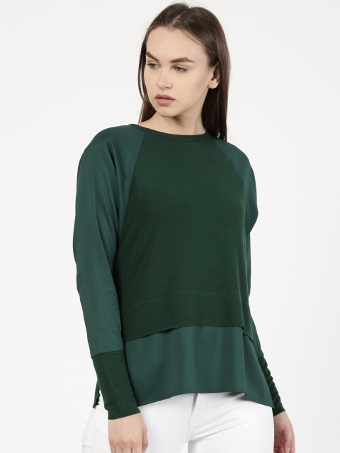 

ether Women Green Solid Layered Top