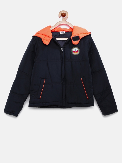 

YK Boys Black Solid Quilted Hooded Jacket