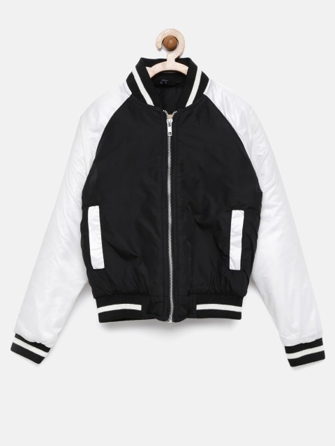 

YK Girls Black Solid Bomber