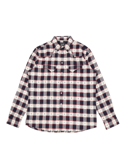 

Celio Men Off-White & Navy Blue Regular Fit Checked Casual Shirt