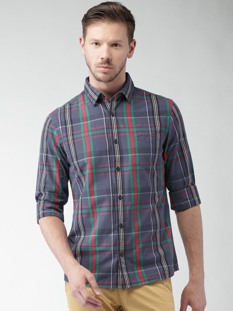 

Celio Men Blue Regular Fit Checked Casual Shirt