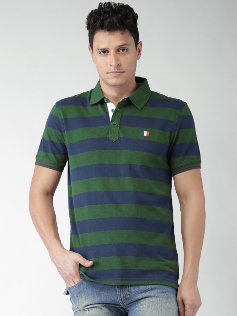 

Celio Men Green & Navy Striped T-shirt