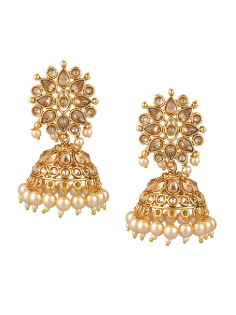 

Efulgenz Gold-Toned Contemporary Jhumkas Earrings