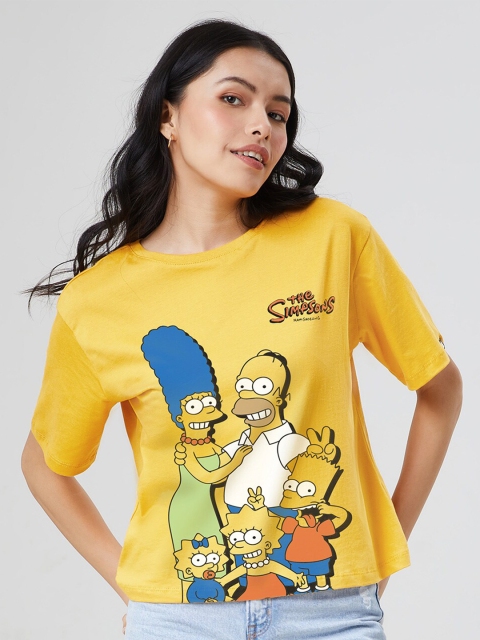 

The Souled Store Women Yellow Printed Loose T-shirt