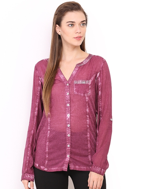 

Free & Young Women Magenta Solid Shirt Style Top