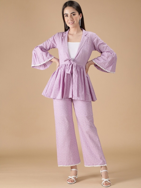 

HANDME Women Lavender Wrap Style Top With Pants