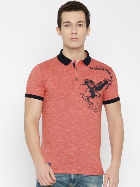

Status Quo Men Red Printed Polo Collar Pure Cotton T-shirt