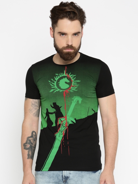 

Bahubali by Status Quo Men Black Printed Slim Fit T-shirt