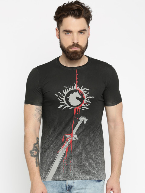 

Bahubali by Status Quo Men Black Printed Slim Fit T-shirt