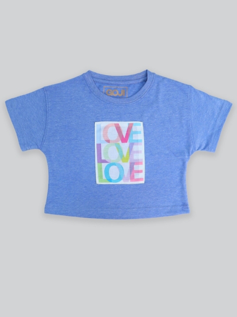 

GOJI girls Blue Print Boxy Crop Top