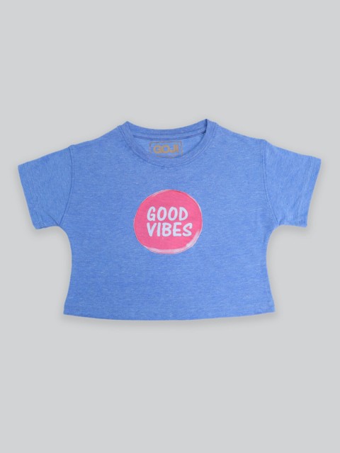 

GOJI girls Blue Print Boxy Crop Top