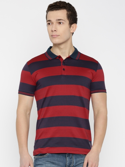 

Status Quo Men Navy Blue & Red Striped Polo T-shirt