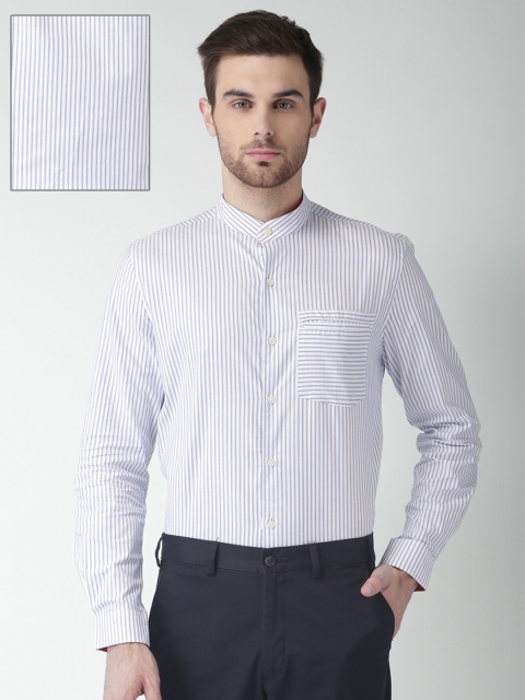 

INVICTUS Men White & Blue Slim Fit Striped Semiformal Shirt