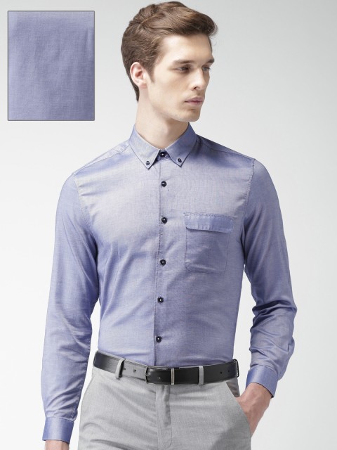 

INVICTUS Men Blue Slim Fit Self Design Formal Shirt