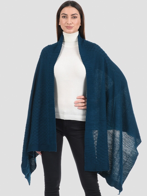 

PORTOBELLO Women Blue Woven-Design Shawl