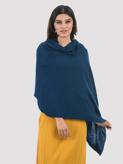 

PORTOBELLO Women Blue Woven-Design Shawl