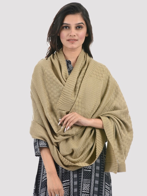 

PORTOBELLO Women Dark Beige Woven-Design Shawl