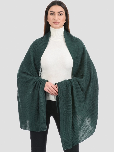 

PORTOBELLO Women Green Woven-Design Shawl