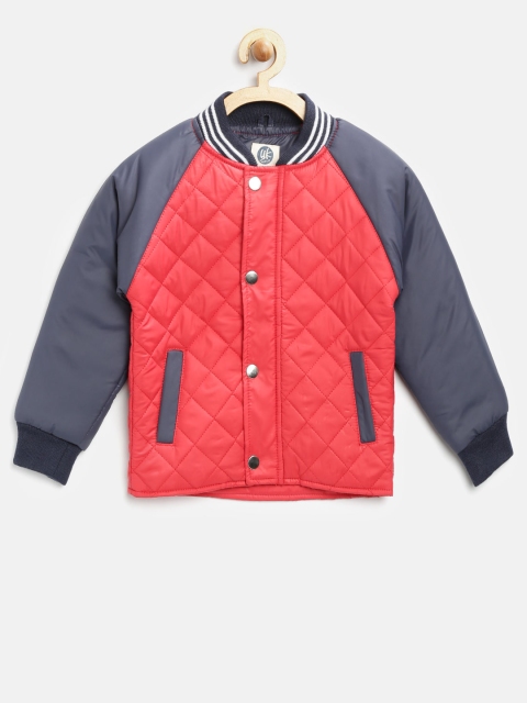

YK Boys Red Solid Quilted Jacket