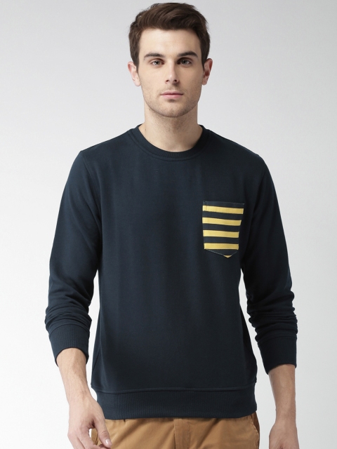 

Mast & Harbour Men Navy Blue Solid Sweatshirt