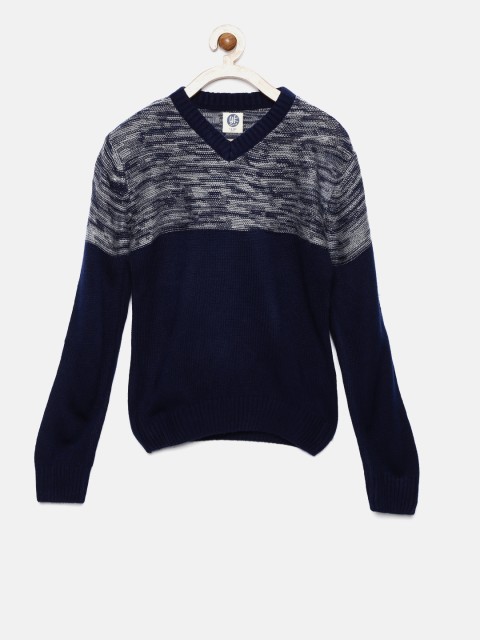 

YK Boys Navy Blue & Grey Colourblocked Pullover