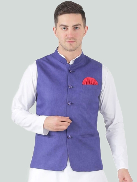 

TAHVO Men Purple Solid Nehru Jackets
