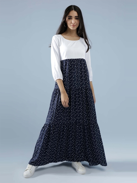 

IDK Blue & White Empire Maxi Dress