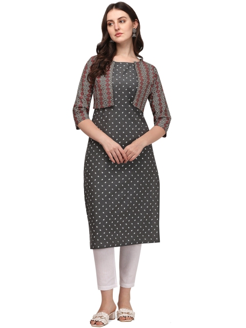 

RGHT Women Grey Geometric Printed Kurta