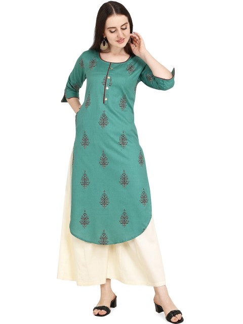 

RGHT Women Green & Maroon Ethnic Motifs Printed Kurta